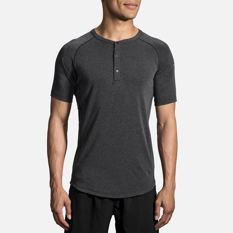 Brooks Cadence Mens Short Sleeve Running Shirt - Grey - Indonesia (OTLH-29163)